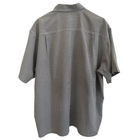 Izod Mens Short Sleeve Button-Up Shirt Gray Plaid Checkered Size XL - Picture 2 of 5